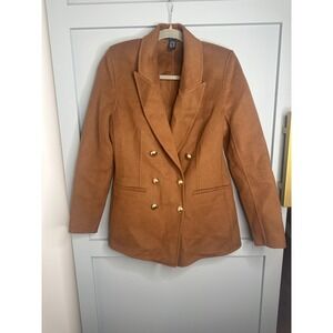 Express Women Camel Double Breasted Wool Blend‎ Blazer Jacket Size Small